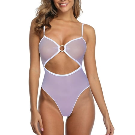 Aayomet Plus Size Lingerie Lingerie For Women See Through BodysuitOne Piece Mesh Thong Teddy Swimsuits Micro Bikini White XXL