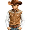 thumbnail image 3 of FYDUU Boys Western Cowboy Shirt Printed Retro Button-Down Shirt Long Sleeve Dress Shirts For Kids Festival Party Tops Fall Casual Blouses 10-11 Years, 3 of 3