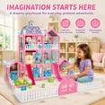 thumbnail image 4 of Lenbar Dollhouse Castle Villa Building Set with Colorful Lights, 10 Room Pretend Play House with 1 Doll and 1 Castle Roof, DIY Building Kit for Kids Ages 3+, 4 of 9