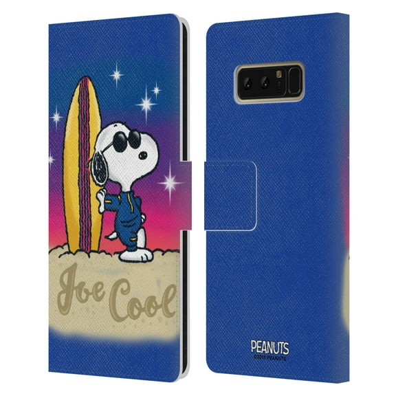 Head Case Designs Officially Licensed Peanuts Snoopy Boardwalk Airbrush Joe Cool Surf Leather Book Wallet Case Cover Compatible with Samsung Samsung Galaxy Note8 / Note 8