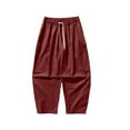 thumbnail image 5 of LMOIPLI Mens Ultra Loose Hip Hop Street Fashion Pants Elastic Waistband Drawstring Wide Leg Cargo Pant Baggy Harem Pant Wine XXXXL, 5 of 7