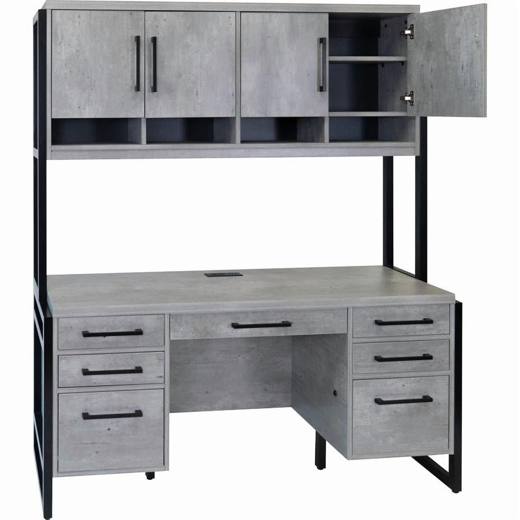 Modern Wood Laminate Office Desk Fully Assembled Concrete Gray
