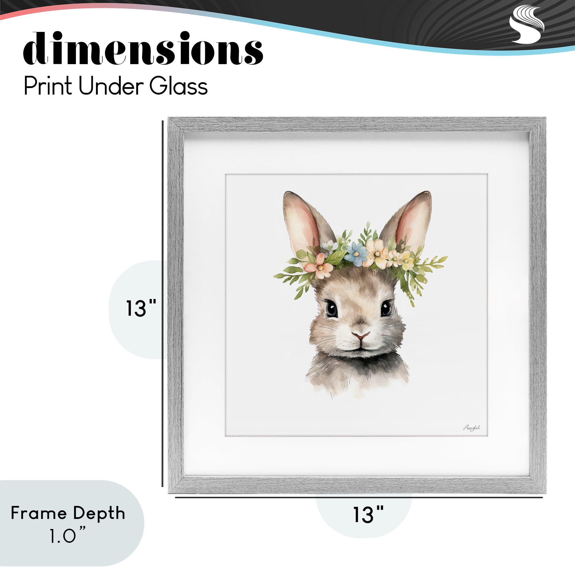 Stupell Industries Woodland Rabbit Flower Crown Gray Framed Print Under Glass, design by Roozbeh