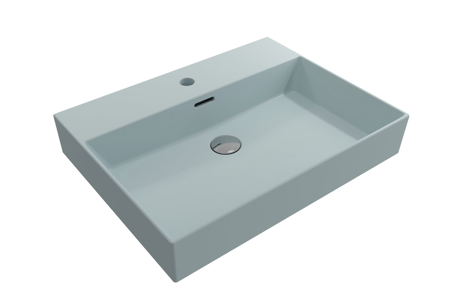 BOCCHI 1376-029-0126 Milano Sink Fireclay 24" 1-Hole + Overflow Matte Ice Blue