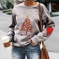 thumbnail image 2 of CEHVOM Femmes Manches Longues Col Rond Imprimé de Noël T-Shirt Décontracté Hauts Chandail Blouse, 2 of 4