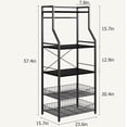 thumbnail image 2 of Industrial 5-Tier Kitchen Bakers Rack with 2 Wire Baskets, 8 Hooks & Microwave Stand, Coffee Bar Station, 2 of 8