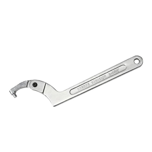 Lipstore 2 Pcs Adjustable Hook Wrench Pin Wrench C Spanner 19-51mm Round Head For Auto Silver 19-51mm Round Head