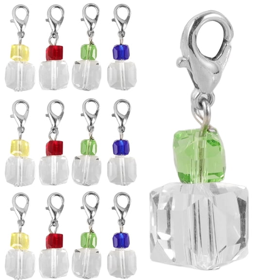 SEWCHICS Multi-Color Crystal Glass Beads Pendants Set of 16 for Jewelry Making, Crafting, Accessories and Decorations