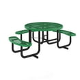 thumbnail image 2 of Flash Furniture 46" Round Wheelchair Accessible Outdoor Picnic Table with Expanded Metal Mesh Seats and Top with Umbrella Hole and Ground Anchors, Green, 2 of 10