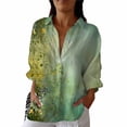 thumbnail image 4 of Endives Womens Linen Shirts Long Sleeve Blouse Casual V Neck Tops Summer Work Blouses Daily Outfit, 4 of 4