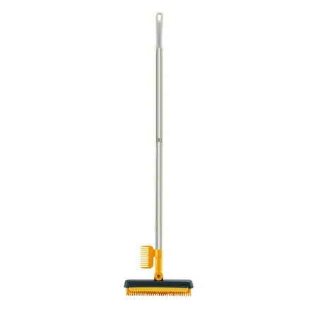 

Holiday Savings 2022! Feltree Floor Scrub Brush With 38.6 inch 2 in 1 Scrape and Brush Household Cleaning for Bathroom Patio Kitchen Wall Yellow