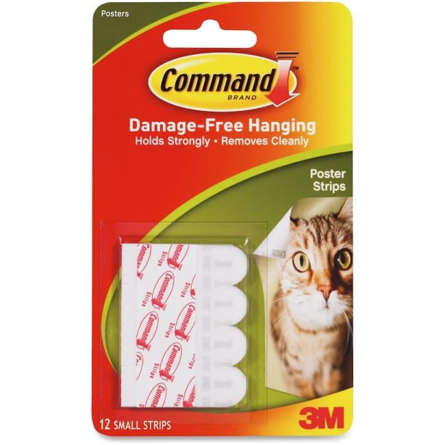 Command MMM17024ES Removable Adhesive Poster Strips, White 12 Piece