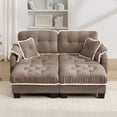 thumbnail image 4 of Harper & Bright Designs Chenille Loveseat Sofa with 2 Ottomans, Cloud Couch Chaise Lounge, 2 Seater Tufted Sectional Sofa with Deep Seat and 4 Pillows for Living Room, Brown, 4 of 12