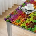 thumbnail image 4 of BANET Tablecloth, Exotic Island Flower with Zig Zag Lines Print, Dining Room Kitchen Rectangular Table Cover, Green Marigold White, 4 of 7