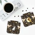 thumbnail image 4 of Fuzoiu Bones And Leaves Print Leather Coasters Set,Drink Coasters Set of 4,for Tabletop Protection, Durable PVC Coasters,Home Décor and Housewarming Gift-Square, 4 of 6