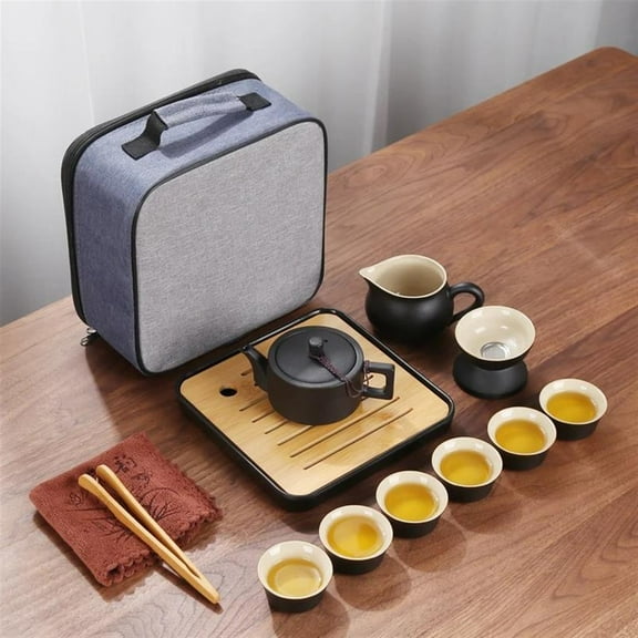 Travel Tea Set Kung Fu Tea Cup Household Porcelain Teapot Bamboo Tea Tray Ceramic Bone China Kung Fu Teapot Teaware Sets