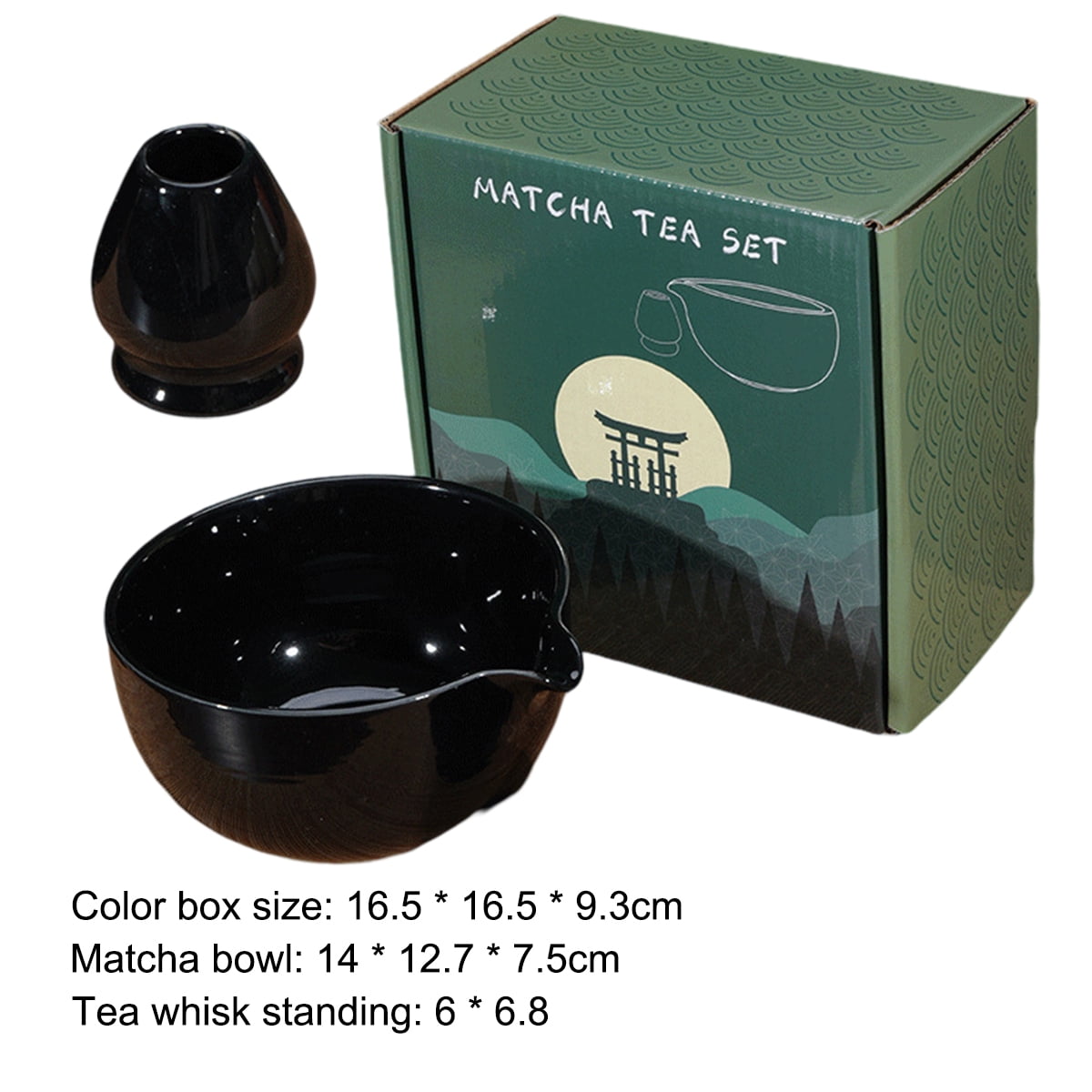 Traditional Matcha Bowl with Pouring Spout and Whisk Holder