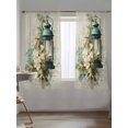 thumbnail image 5 of Sheer Curtains 63 Inch Length, Vintage Oil Light Semi Sheer Curtains Light Filtering Window Treatment, Spring Flowers Leaves Candles Retro Privacy Voile Drapes for Living Room Bedroom 52x63 Inch, 5 of 7