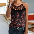 thumbnail image 2 of Womens Shirts and Blouses,Women's Summer Halter Spaghetti Strap Tank Tops Cami Shirts Floral Printed Hollow Out T-shirts Casual Loose, 2 of 5