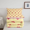 thumbnail image 5 of Manfei Classic Plaid King Size Comforter Sets,Lovely Heart Comforters King Size,Yellow Pink,Pink Reversible,3 Pieces,1 Comforter and 2 Pillowcases,3 Pieces,1 Comforter and 2 Pillowcases, 5 of 7