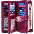 thumbnail image 2 of Cartera grande de piel para mujer, cartera grande para mujer, muchos compartimentos con 24 ranuras para tarjetas, cartera larga para mujer, protección RFID, 2 of 6
