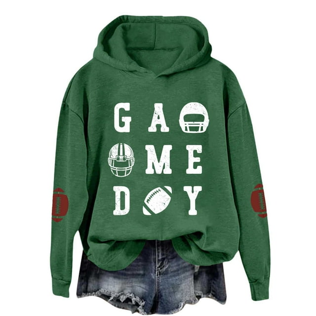 TINZ Sweat à Capuche pour Femmes pour Activités Sportives et Jeux, Imprimé Rugby, Confort Quotidien, Veste d'Hiver à Fermeture Éclair