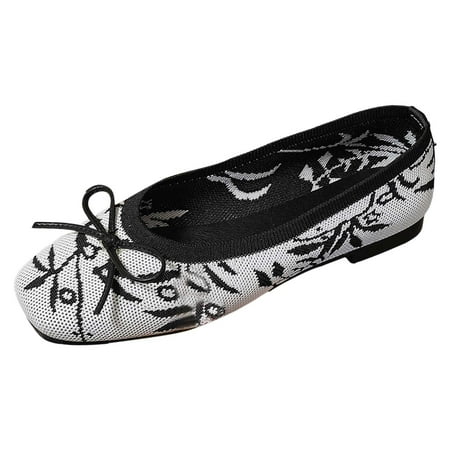 QYZEU Women Running Shoes Casual Slip on Shoes for Women Women Casual Shoes Fashionable Simple Cute Square Toe Flat Bottom Breathable Comfortable Shoes White 37
