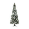 thumbnail image 2 of 6.5ft Slim Snow Flocked Christmas Tree with Lights, Frosted Skinny Pencil Christmas Tree Prelit with 864 Branch Tips, 250 Warm Lights and Metal Stand by Homestock, 2 of 8