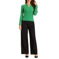thumbnail image 2 of Suéter de punto con cuello de solapa y escote en V para mujer INSPIRE CHIC, talla S, color verde, 2 of 6
