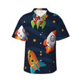 thumbnail image 3 of Camisas hawaianas para hombres y mujeres, dibujos animados de cohetes, monos, animales, estampado 3D, mangas cortas, camisetas divertidas y lindas para niños, camisetas Harajuku, 3 of 4