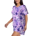 thumbnail image 2 of Fotbe Violet Print Pajama Set for Women 2 Piece Loungewear Short Sleeve Tops and Shorts Set Soft Sleepwear-X-Large, 2 of 7