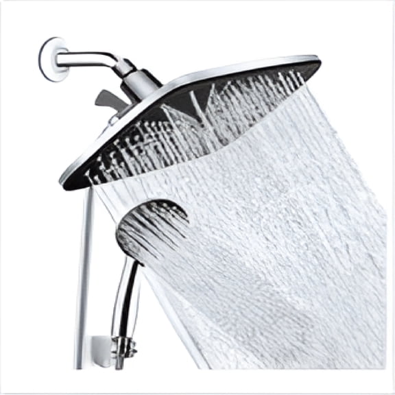 HIBIBUD Dual Shower Head Combo, 12-Inch Rainfall Shower and 6 Spray Handheld Shower with 59-Inch Hose, Chrome Abs, Separate Controls, Anti-Clog Nozzles, Easy Installation