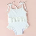 thumbnail image 3 of Lixiuxyad Girls Summer Swimwear Top Fashionable Lace Trim Sleeveless Tank Cute Baby Toddler Beachwear,One-Piece Swimsuit Sizes 3-6 Months White, 3 of 5