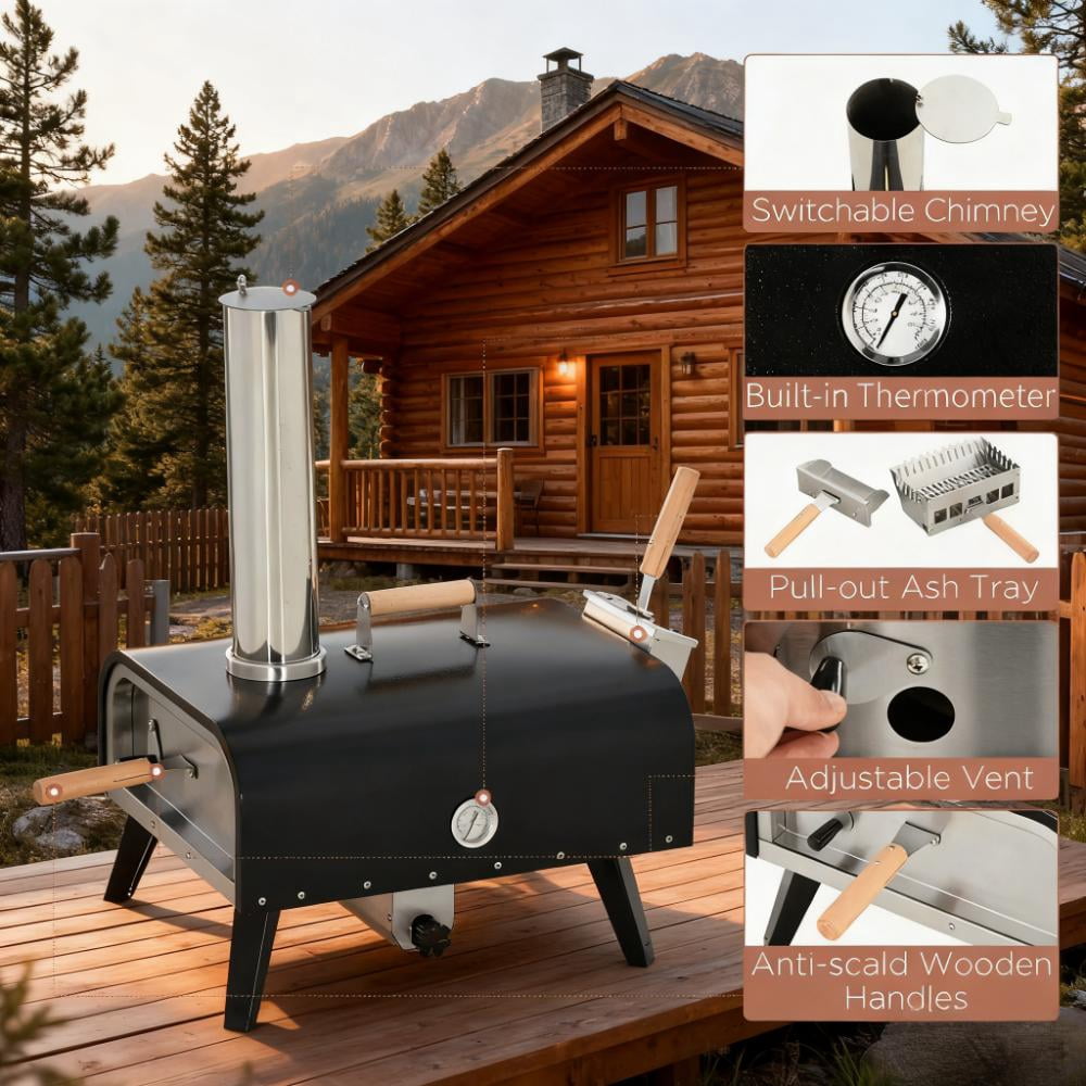Outdoor Pizza Oven with 12" Rotating Stone