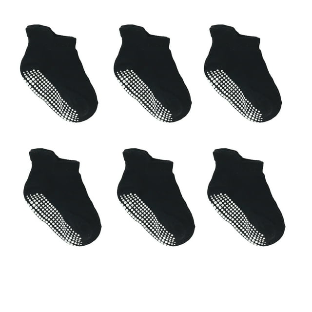 6 Pcs Bas pour Enfants avec Bonne Élasticité Confortables à Porter Style Simple Bonne Fabrication Noir 8-10