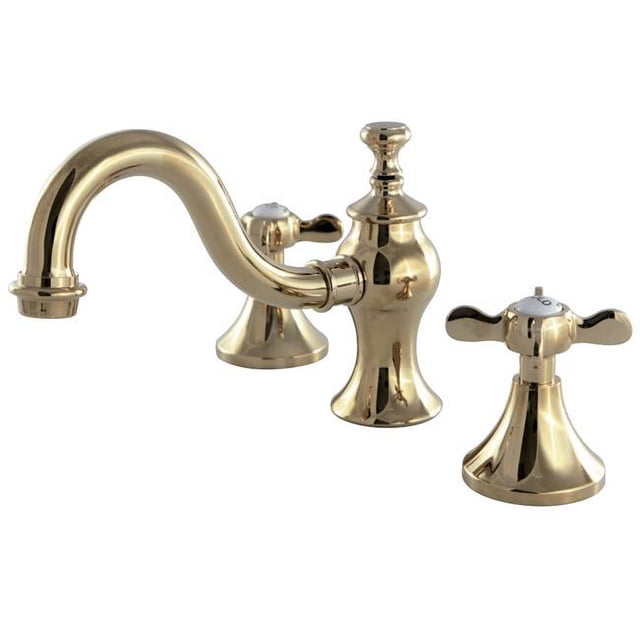 Kingston Brass KC7162BEX Robinet de Lavabo à Large Diffusion avec Poignée Croisée et Raccord en Laiton, Laiton Poli