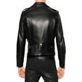 thumbnail image 2 of New Mens Leather Jacket Slim fit Biker Motorcycle Genuine lambskin jacket A106, 2 of 3