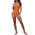 thumbnail image 2 of Conjuntos de bikini de halter con nudo y torsión para mujer, 2 piezas, tirantes dobles, parte inferior triangular con lazo, trajes de baño, color naranja medio, 2 of 5