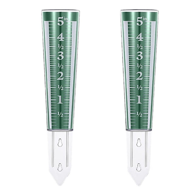 Pluviómetro para exteriores, capacidad de 5 pulgadas, 2 unidades, verde