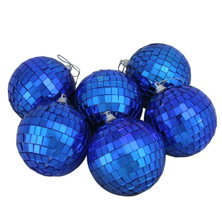 christmas ornaments 6ct disco cerulean mirrored 80mm ball glass