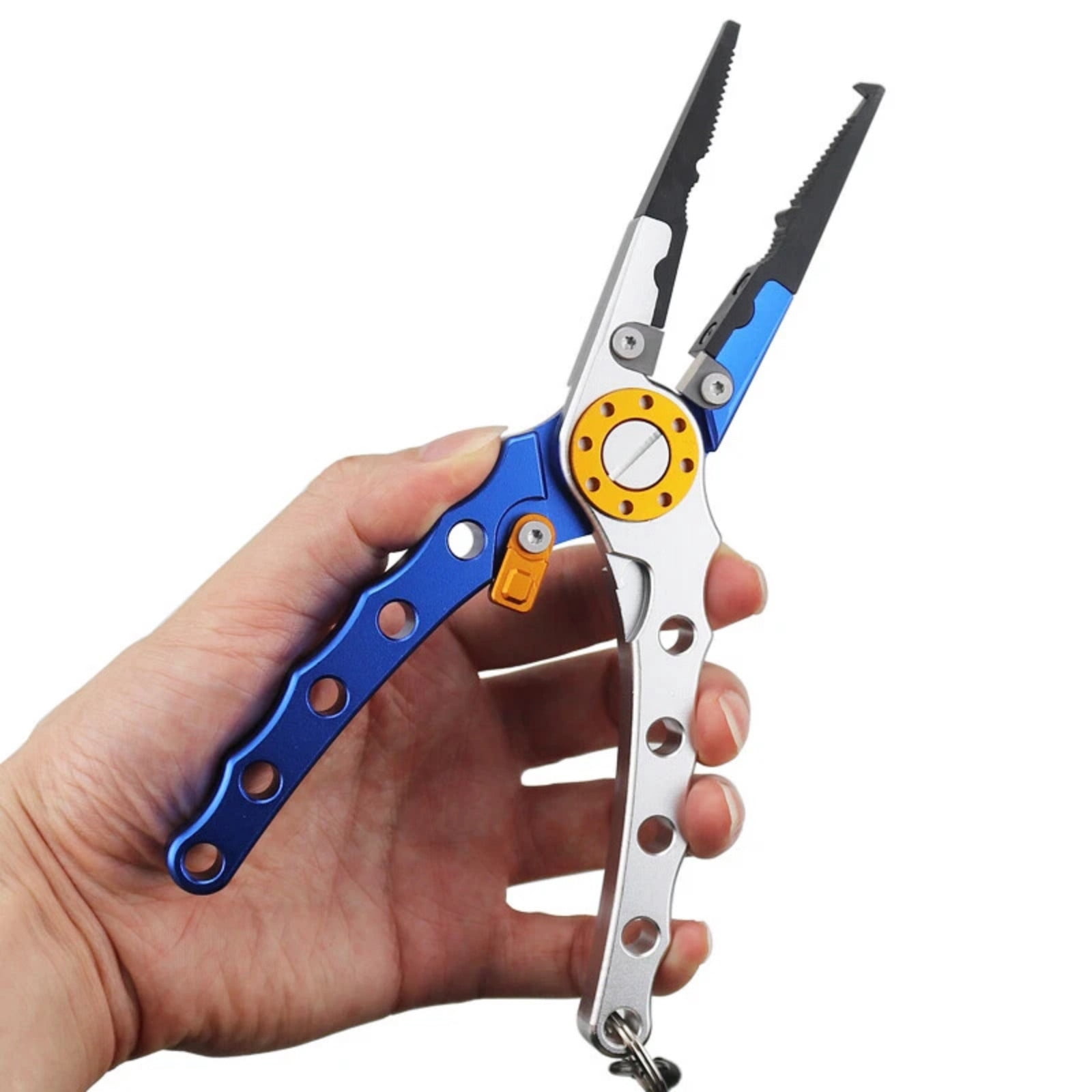 GUYUTING Super Braided Line Cutters Fishing Pliers Aluminum Stainless Steel Blue Silver 5.83in Split Ring Hook Opener for Fishing Gear