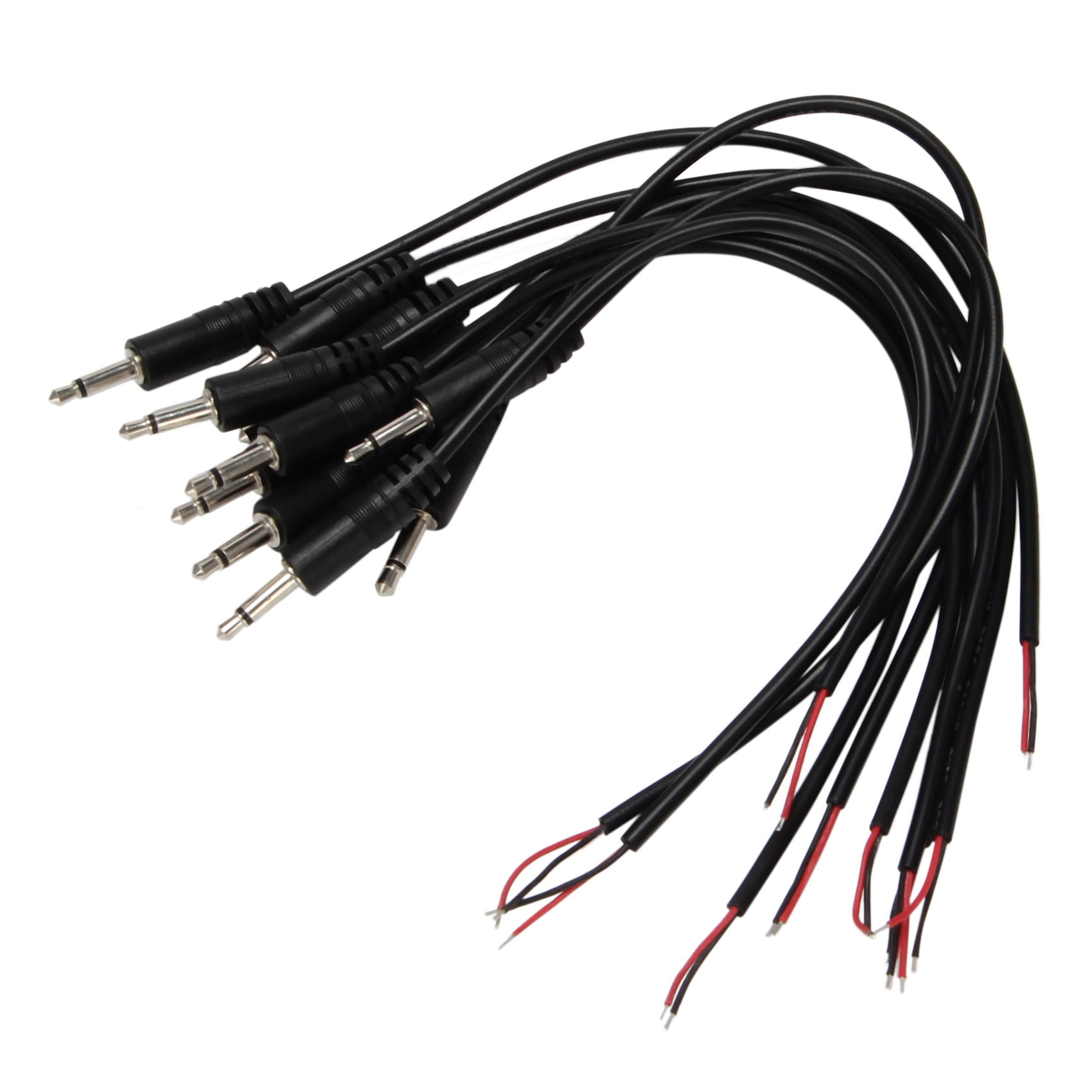 Growment 10Pcs Replacement Male Plug to Bare Wire Open End TS 2 Pole