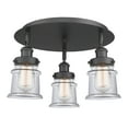 thumbnail image 3 of 916-3C-BK-G182S Innovations Lighting Canton - 3 Light Flush Mount In Industrial Style-9 Inches Tall and 17 Inches Wide-Matte Black Finish-Clear Glass, 3 of 5