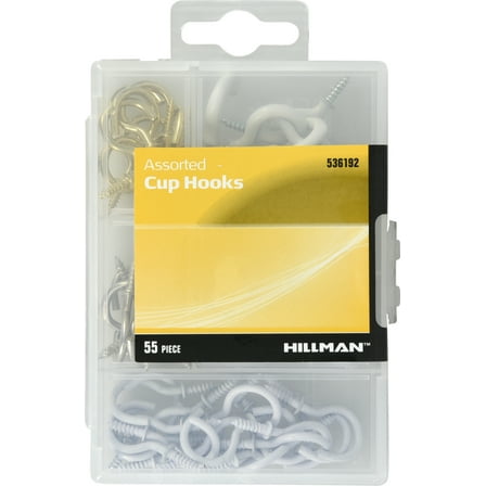 Hillman 536192 Cup Hook Assortment (for Lightweight Items) 55 Pack