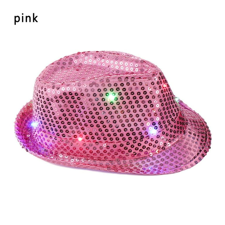 Light Up Sequin Trilby Hat Adult Pink Light Up Sequin Trilby Hat Adult Pink