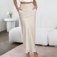 thumbnail image 2 of Busydd Women's Satin Skirts with Pockets Trendy Comfortable Maxi Skirts for Women Casual Solid Color Long Skirts M, 2 of 7
