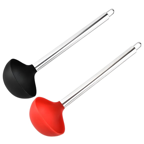 ACDANC 2026 New 2Pcs Silicone Ladle Spoon Non Stick Kitchen Soup Ladle with Steel Handle for Serving Soups, Stews, Sauces, Cooking, Home Kitchens.