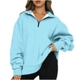 thumbnail image 2 of Womens Quarter Zip Sweatshirts Long Sleeve Slouchy Pullover 2023 Fall Clothes Casual Athletic Tops,Women's Casual Sweatshirts 1/4 Zipper Long Oversized, 2 of 7