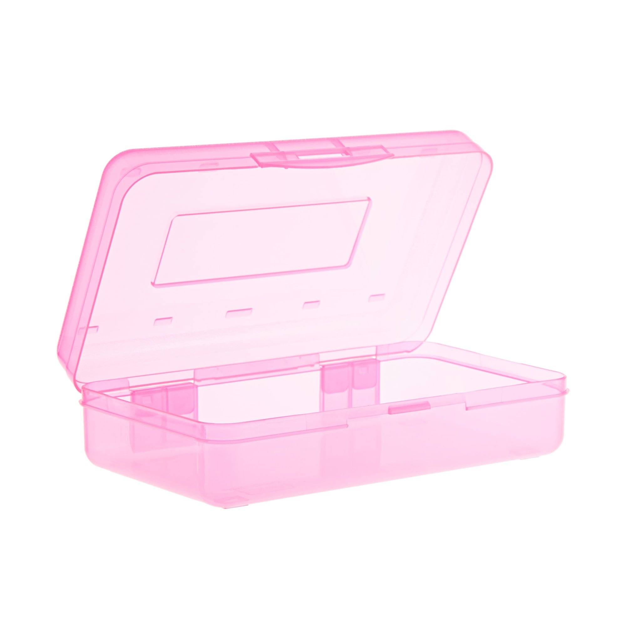 4pcs Plastic Pencil Case Plastic Stationery Box With Hinged Lid And Snap  (clear) (3-h)