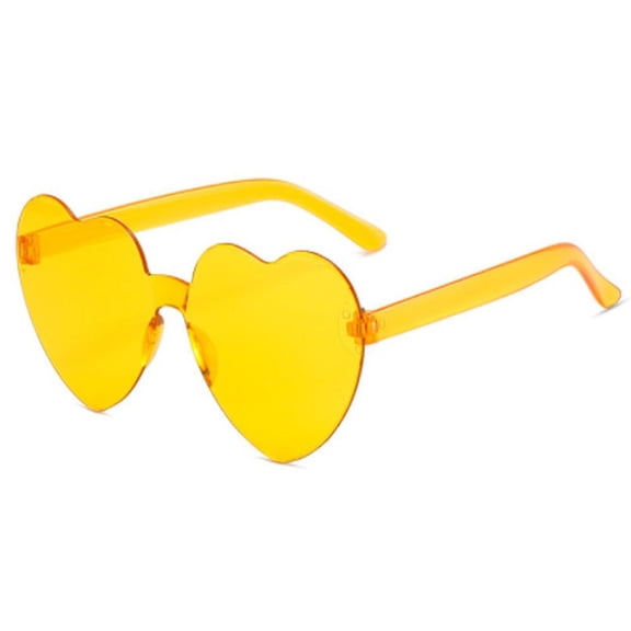 Heart Shaped Rimless One-piece Sunglasses UV380 Sun Protection Cute Fashion Eyewear for Women Men Outdoor Travel Driving
